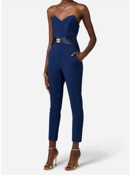 JUMPSUIT WITH MACRO BOW ELISABETTA FRANCHI | TU03951E2DC8 oltremare